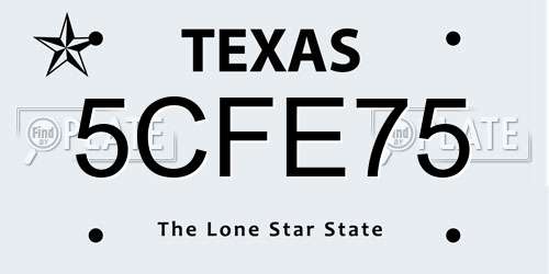 5CFE75 Texas License Plate