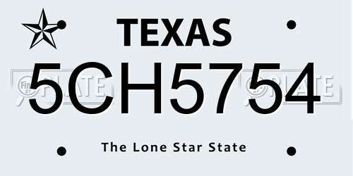 5CH5754 Texas License Plate