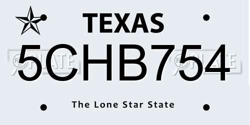 5CHB754 Texas License Plate