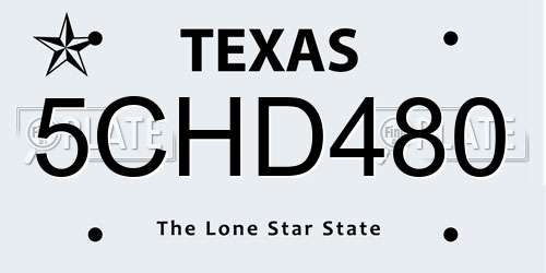 5CHD480 Texas License Plate