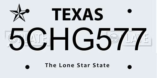 5CHG577 Texas License Plate