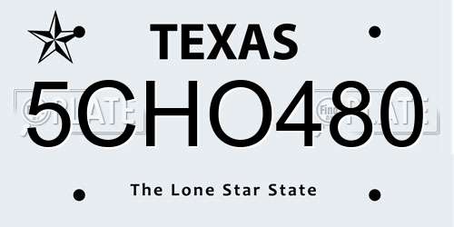 5CHO480 Texas License Plate