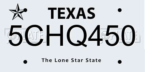 5CHQ450 Texas License Plate