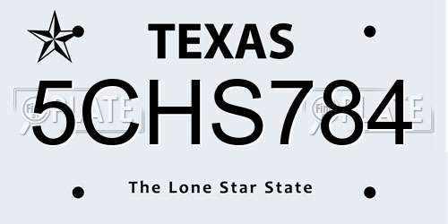 5CHS784 Texas License Plate