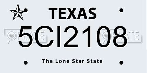 5CI2108 Texas License Plate