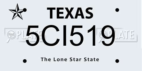 5CI519 Texas License Plate