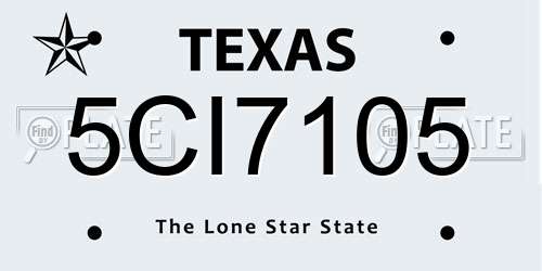 5CI7105 Texas License Plate