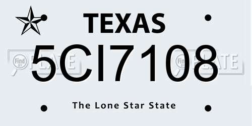 5CI7108 Texas License Plate