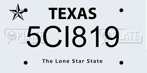 5CI819 Texas License Plate