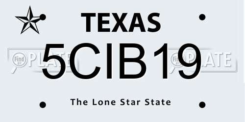5CIB19 Texas License Plate