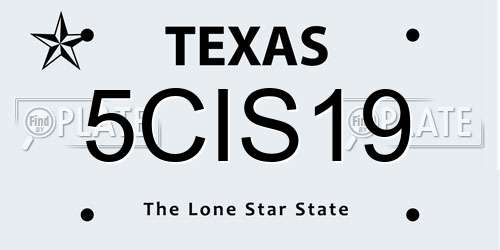 5CIS19 Texas License Plate