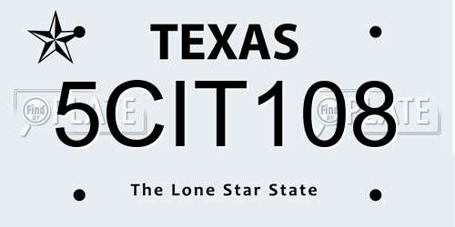 5CIT108 Texas License Plate