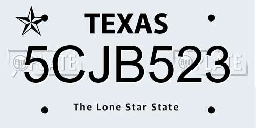 5CJB523 Texas License Plate