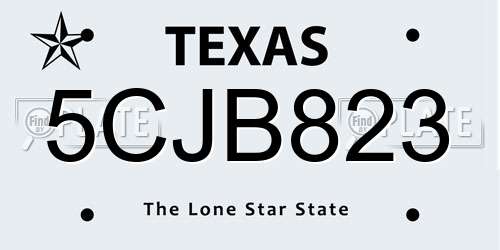 5CJB823 Texas License Plate