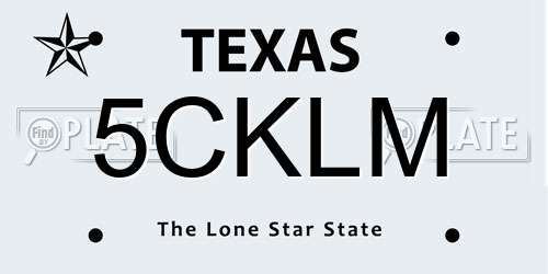 5CKLM Texas License Plate