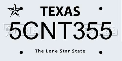 5CNT355 Texas License Plate