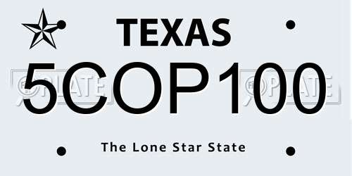 5COP100 Texas License Plate