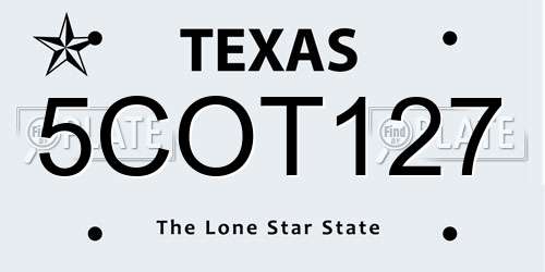 5COT127 Texas License Plate