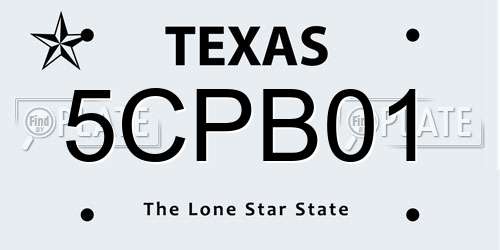 5CPB01 Texas License Plate