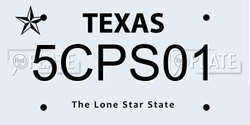 5CPS01 Texas License Plate