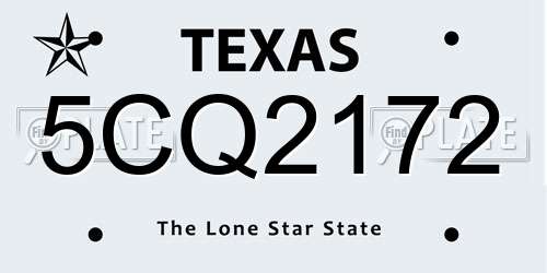 5CQ2172 Texas License Plate