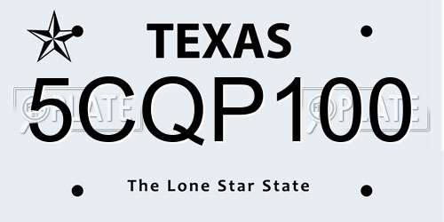 5CQP100 Texas License Plate