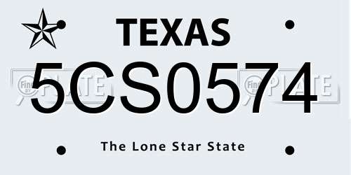 5CS0574 Texas License Plate