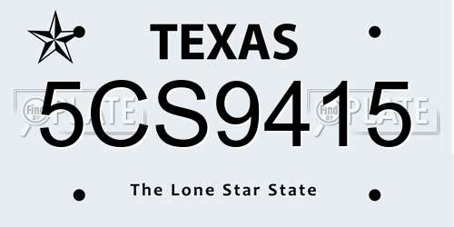 5CS9415 Texas License Plate