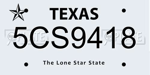 5CS9418 Texas License Plate