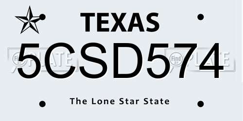 5CSD574 Texas License Plate