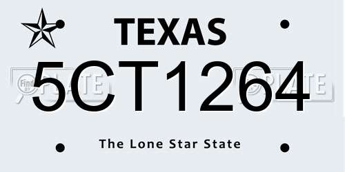 5CT1264 Texas License Plate