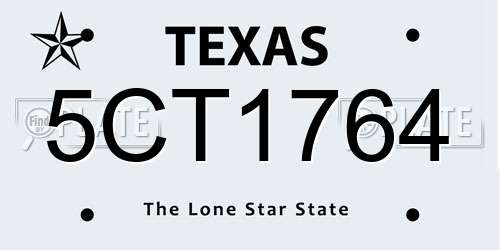 5CT1764 Texas License Plate