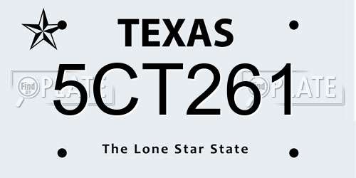 5CT261 Texas License Plate