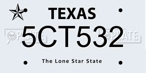 5CT532 Texas License Plate