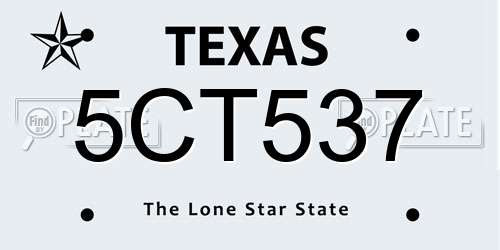 5CT537 Texas License Plate