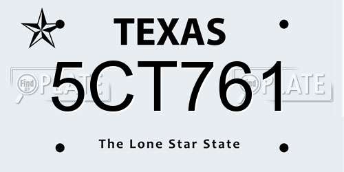 5CT761 Texas License Plate