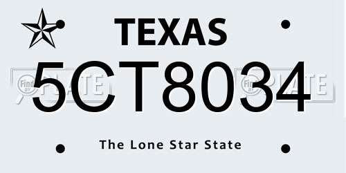 5CT8034 Texas License Plate