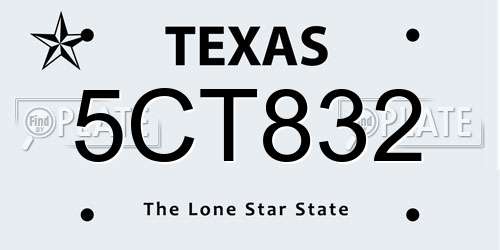 5CT832 Texas License Plate