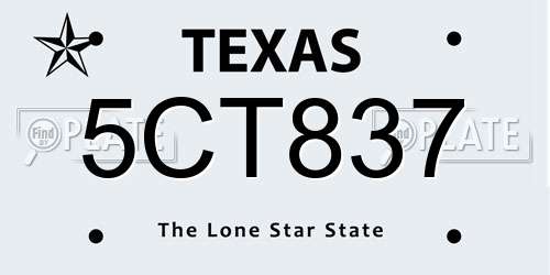 5CT837 Texas License Plate
