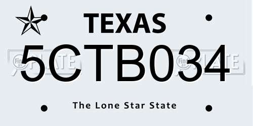 5CTB034 Texas License Plate