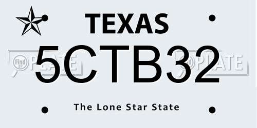 5CTB32 Texas License Plate