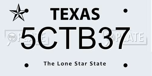 5CTB37 Texas License Plate