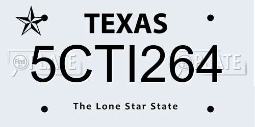5CTI264 Texas License Plate