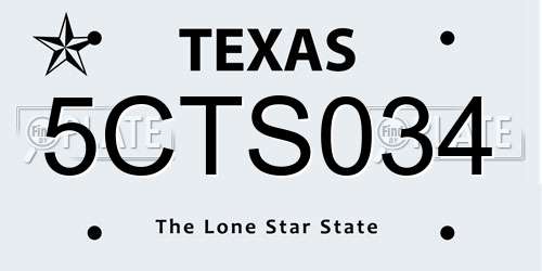 5CTS034 Texas License Plate