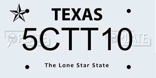 5CTT10 Texas License Plate