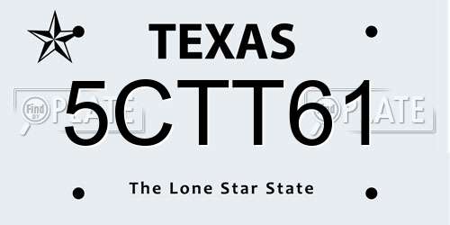 5CTT61 Texas License Plate