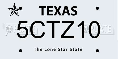 5CTZ10 Texas License Plate