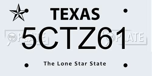 5CTZ61 Texas License Plate