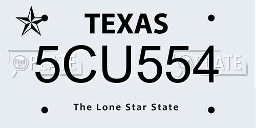 5CU554 Texas License Plate