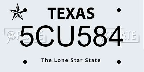 5CU584 Texas License Plate